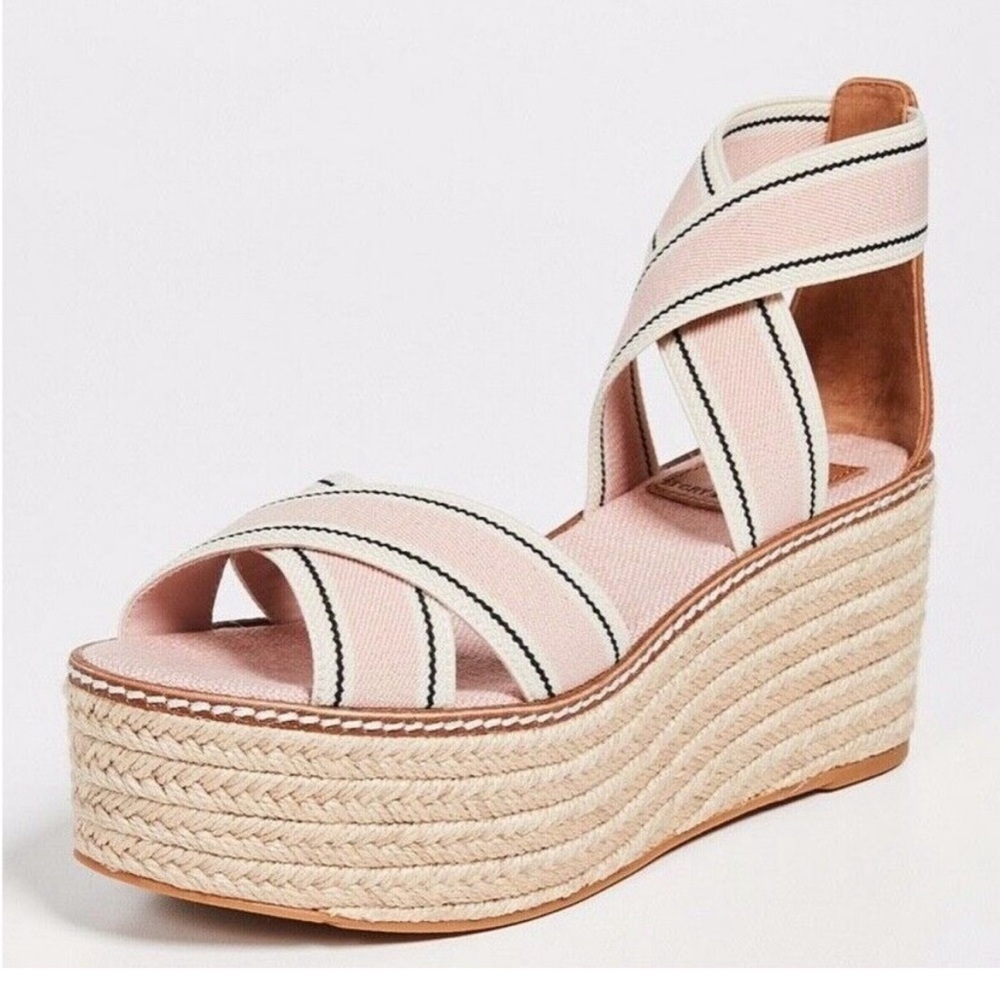 Pink strappy wedge Tory Burch sandals
